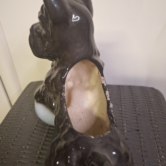 Scottie Dog Playing W/ Ball Porcelain Planter 8.5" long X 9" tall. - Picture 4 of 5